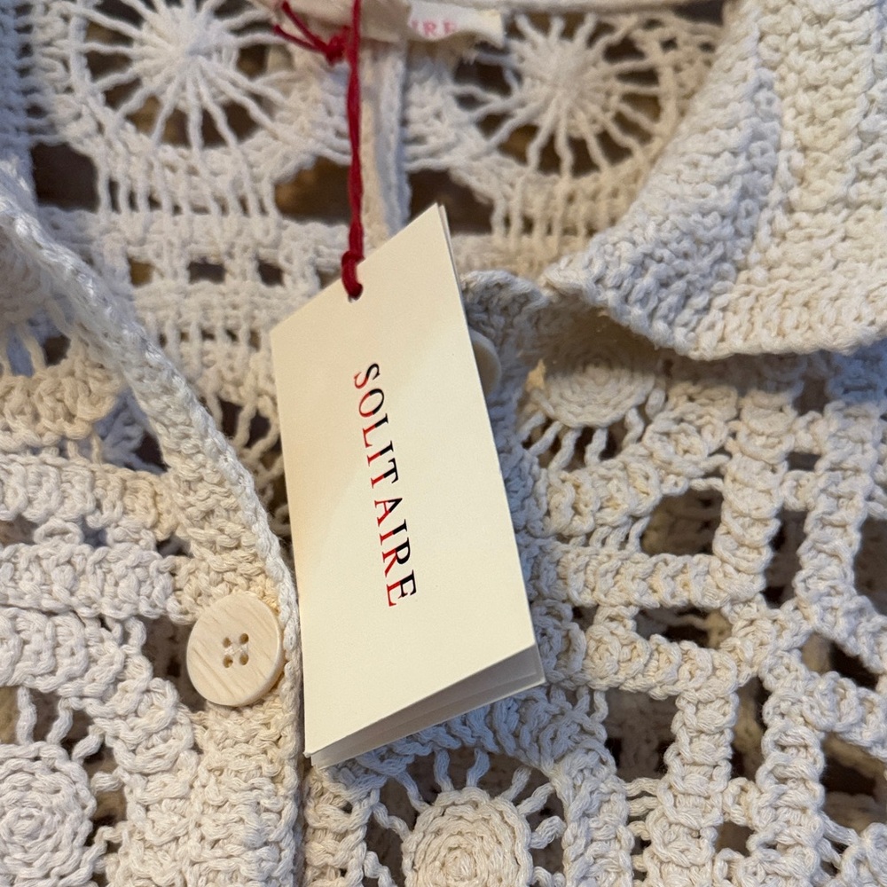 Solitaire Cream Crochet Button-Front Cardigan - Picture 2 of 9